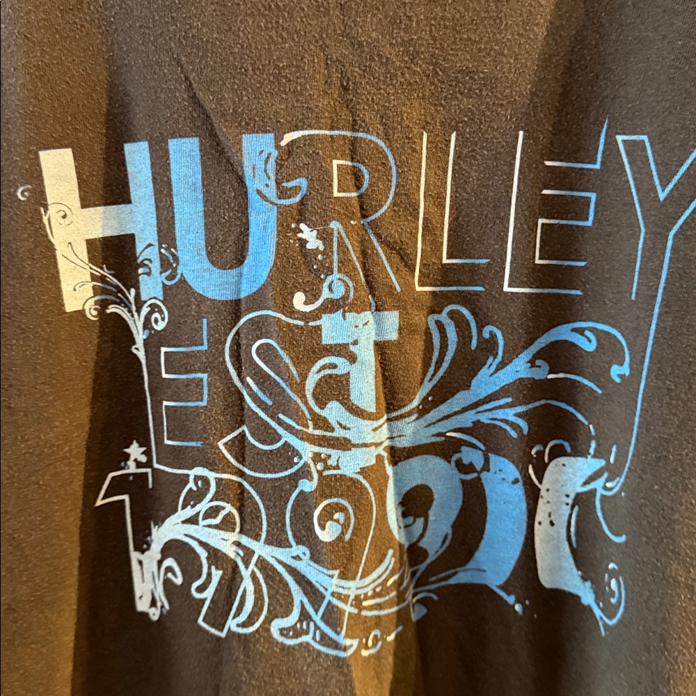 Hurley Brown and Blue Graphic Logo T-Shirt Men’s XL